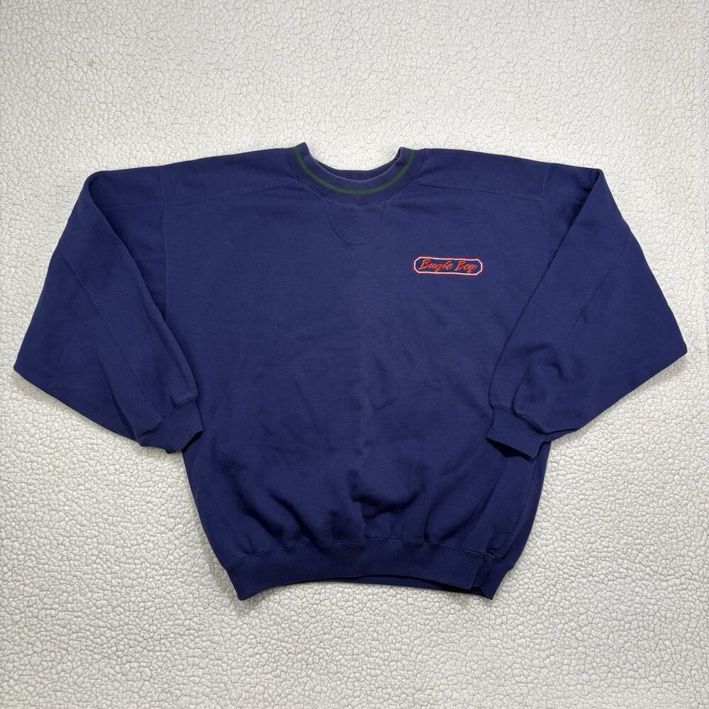 Vintage Bugle Boy Crewneck Sweatshirt Size‎ M Embroidered Logo Blue Y2K Preppy